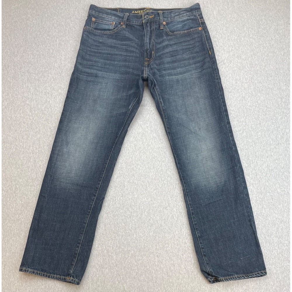 American Eagle Jeans Mens 33 X 32 Blue 100% Cotton Relaxed Fit Straight